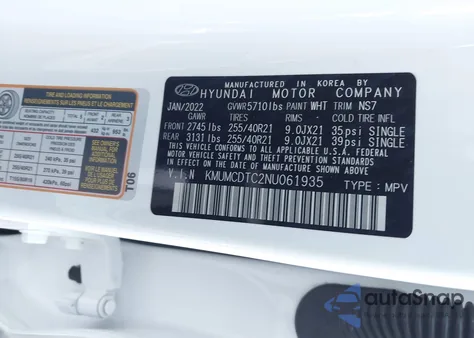 2022 Genesis Gv70 3.5T Awd Sport из США, поврежденный, VIN KMUMCDTC2NU061935